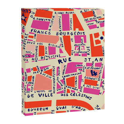 paris map pink Canvas Print Gallery Image 1