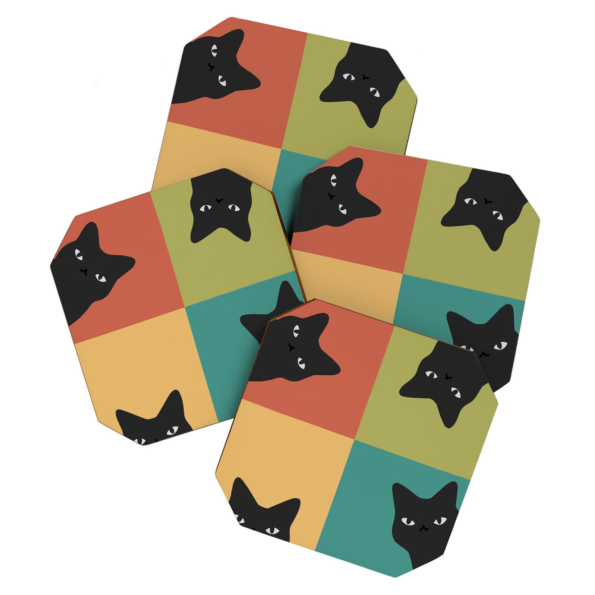 Black Cat Peeking 2x2 Coaster Gallery Image 1