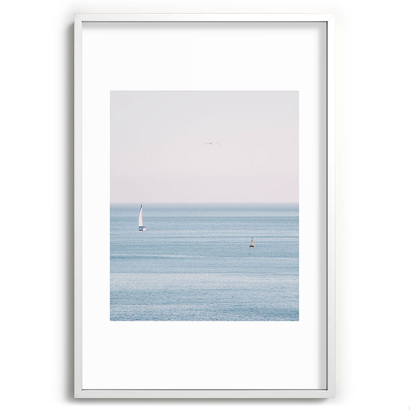 Ocean - Sail boat in calm sea - travel photography Framed Art Print Gallery Image 80