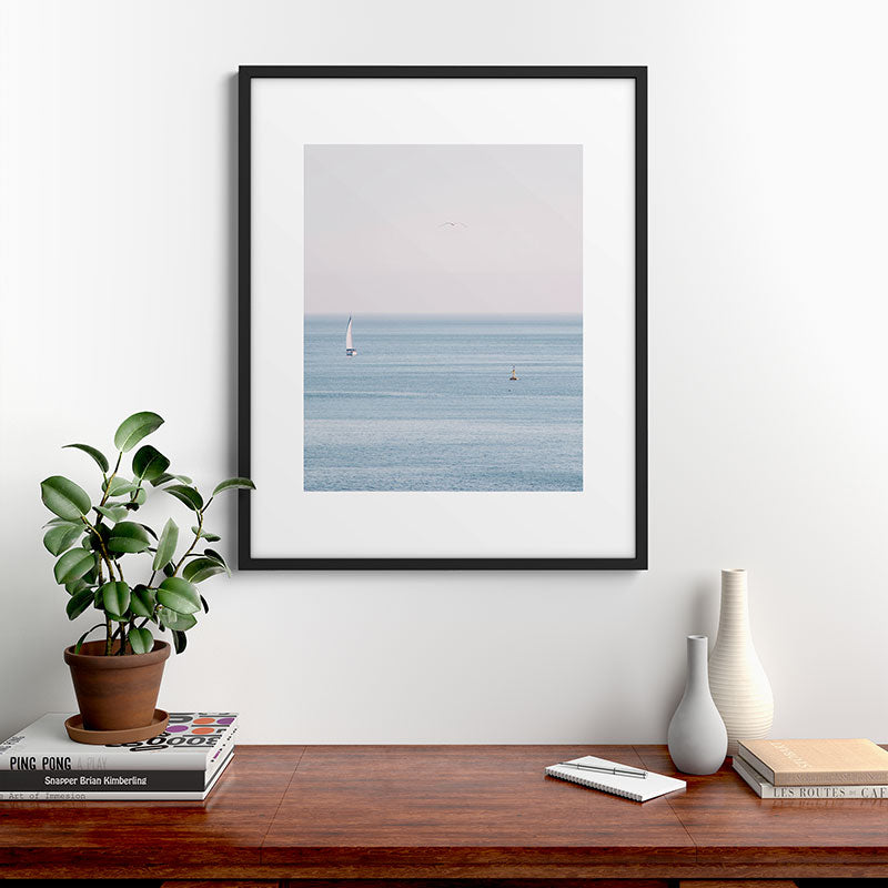 Ocean - Sail boat in calm sea - travel photography Framed Art Print Gallery Image 7