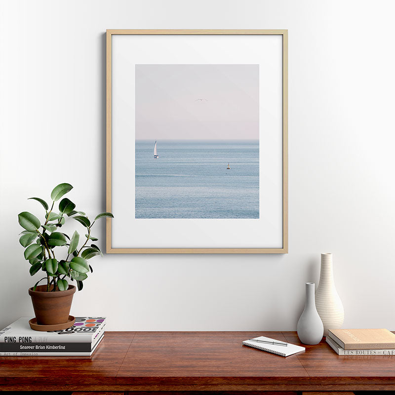 Ocean - Sail boat in calm sea - travel photography Framed Art Print Gallery Image 21