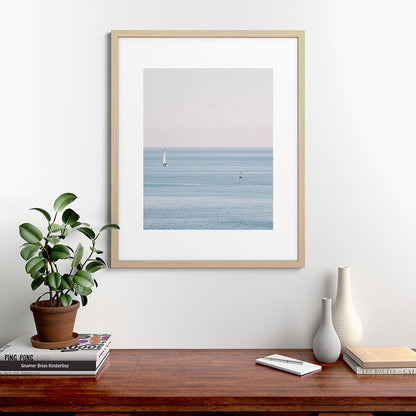 Ocean - Sail boat in calm sea - travel photography Framed Art Print Gallery Image 49