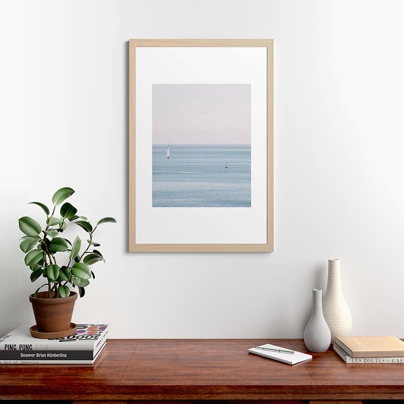 Ocean - Sail boat in calm sea - travel photography Framed Art Print Gallery Image 48