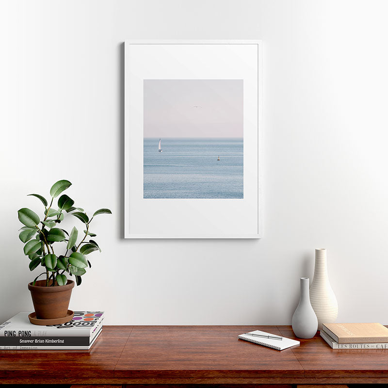 Ocean - Sail boat in calm sea - travel photography Framed Art Print Gallery Image 27