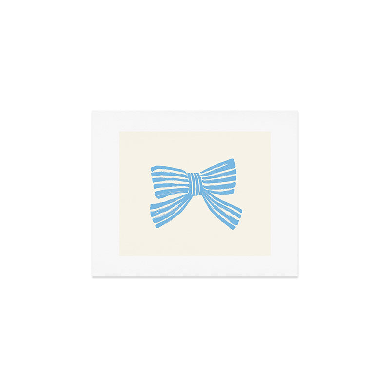 Blue Stripe Bow Ribbon Art Print Gallery Image 1