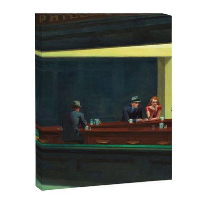 NIGHTHAWKS downtown diner late at night iconic cityscape oil on canvas painting by Edward Hopper Canvas Print Gallery Image 1