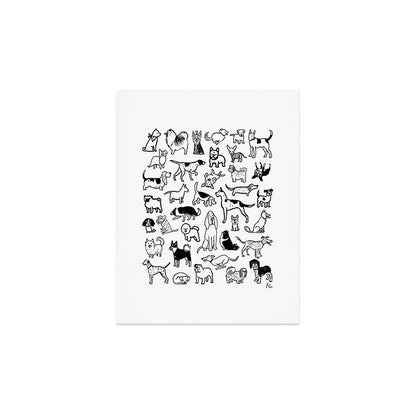 Black and White Dog Drawings | Cute Dog Breeds Pattern Art Print Gallery Image 4