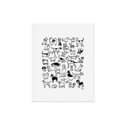 Black and White Dog Drawings | Cute Dog Breeds Pattern Art Print Gallery Image 6