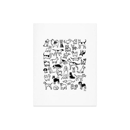 Black and White Dog Drawings | Cute Dog Breeds Pattern Art Print Gallery Image 8