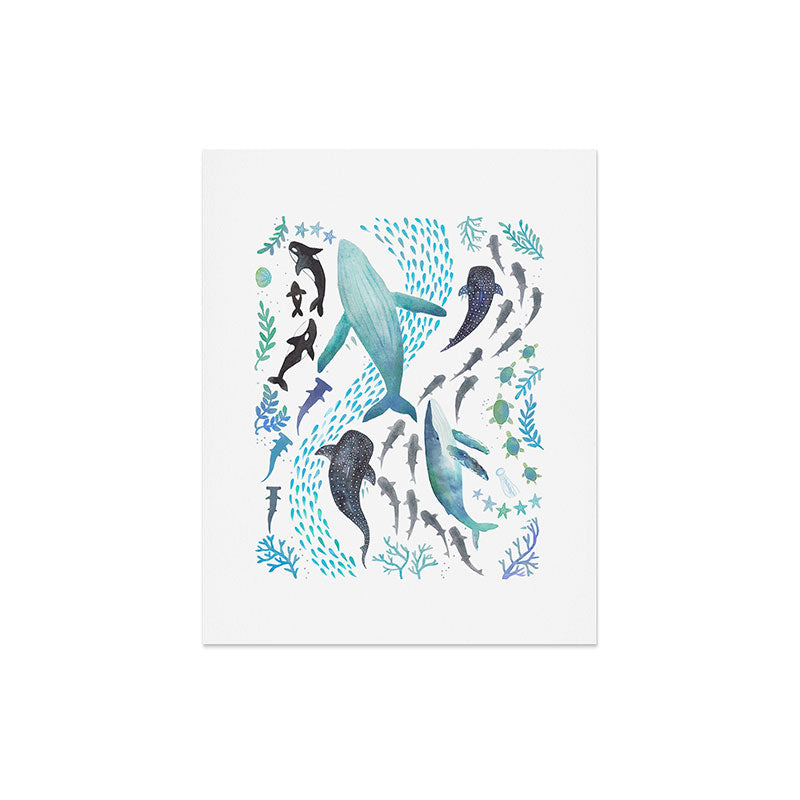 Sharks, Humpback Whales, Orcas & Turtles Ocean Play Print Art Print Gallery Image 7