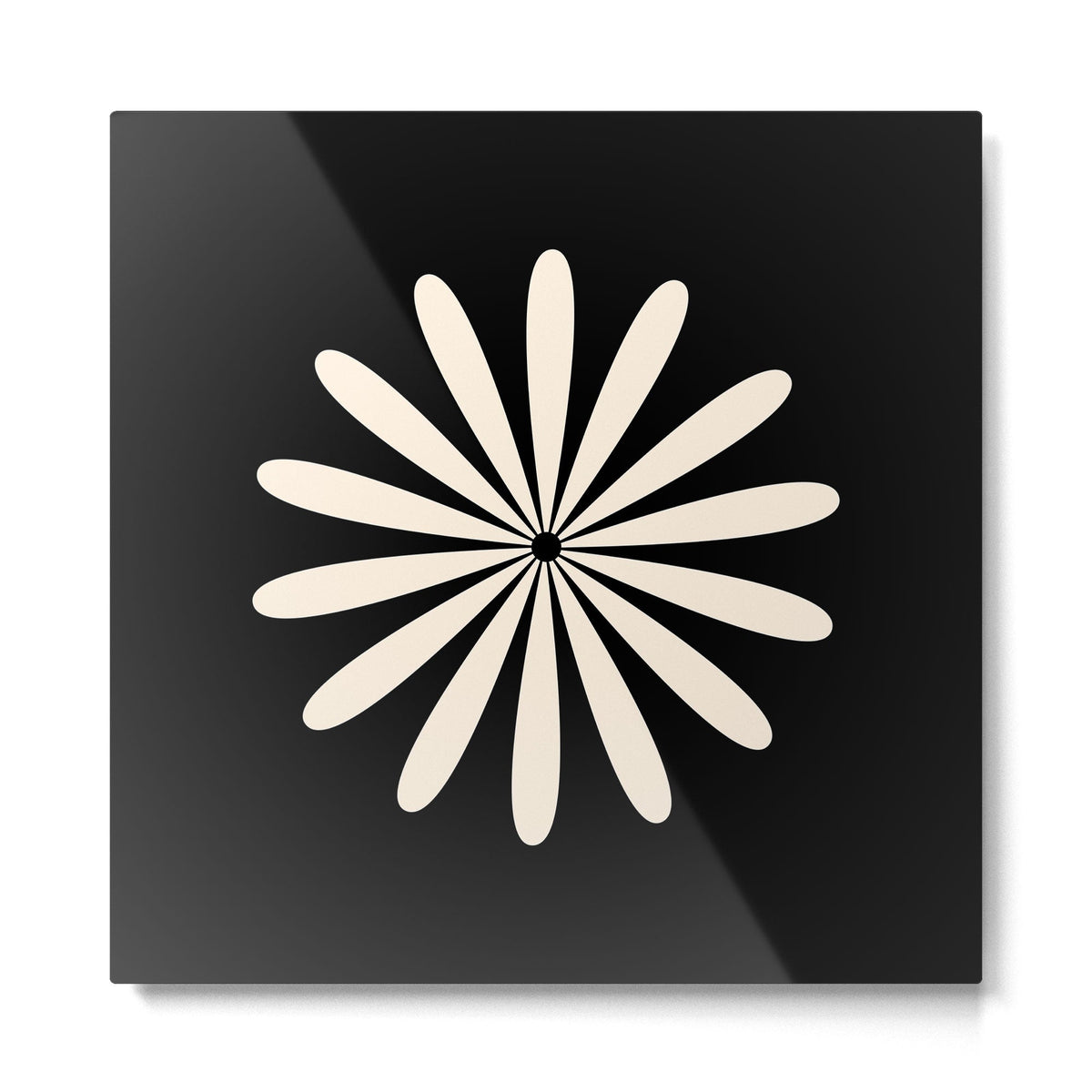 Big Daisy Retro Minimalist Flower Black and Almond Cream Metal Print Gallery Image 5