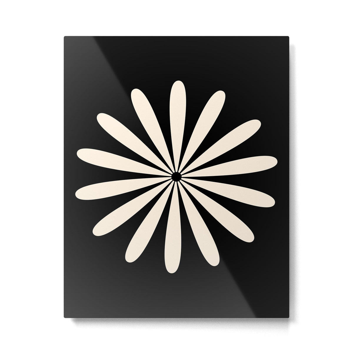 Big Daisy Retro Minimalist Flower Black and Almond Cream Metal Print Gallery Image 6