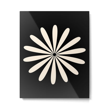 Big Daisy Retro Minimalist Flower Black and Almond Cream Metal Print Gallery Image 6