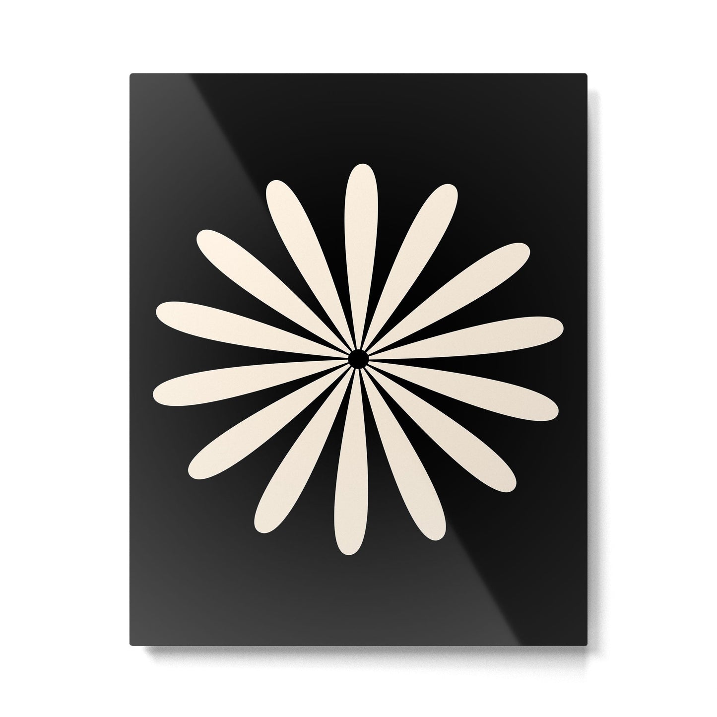 Big Daisy Retro Minimalist Flower Black and Almond Cream Metal Print Gallery Image 3