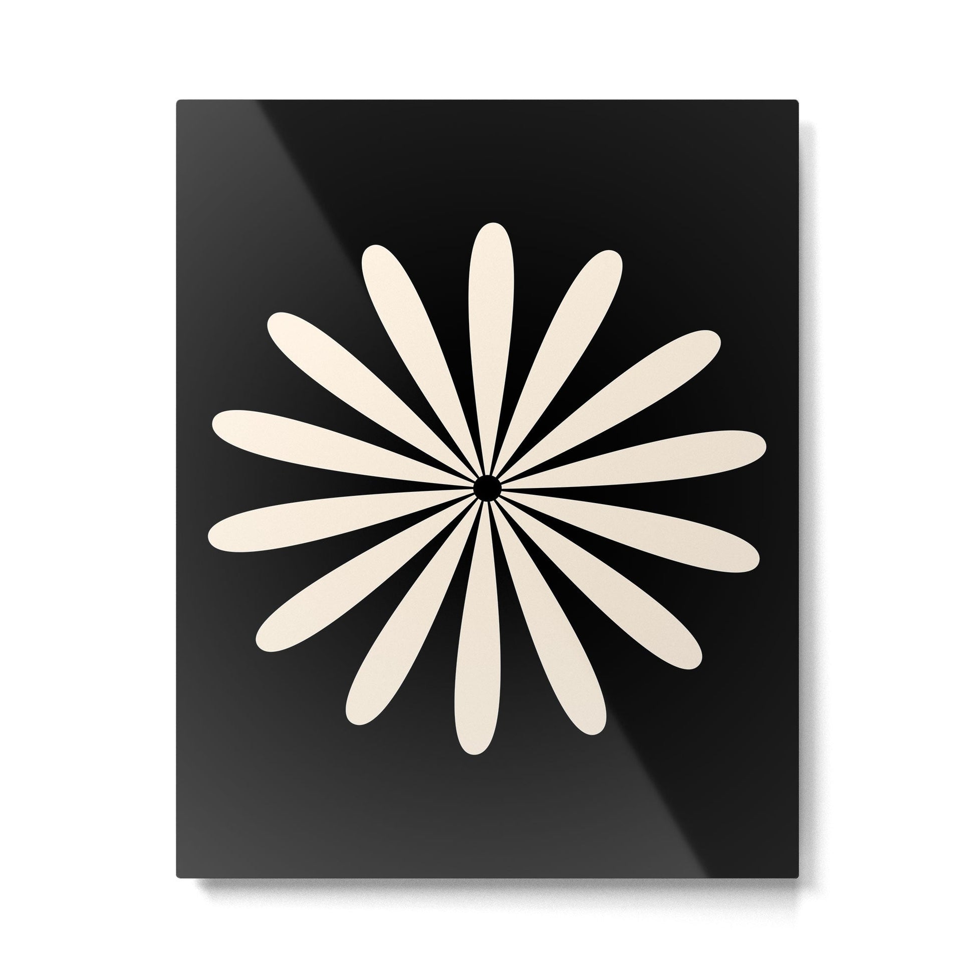 Big Daisy Retro Minimalist Flower Black and Almond Cream Metal Print Gallery Image 3