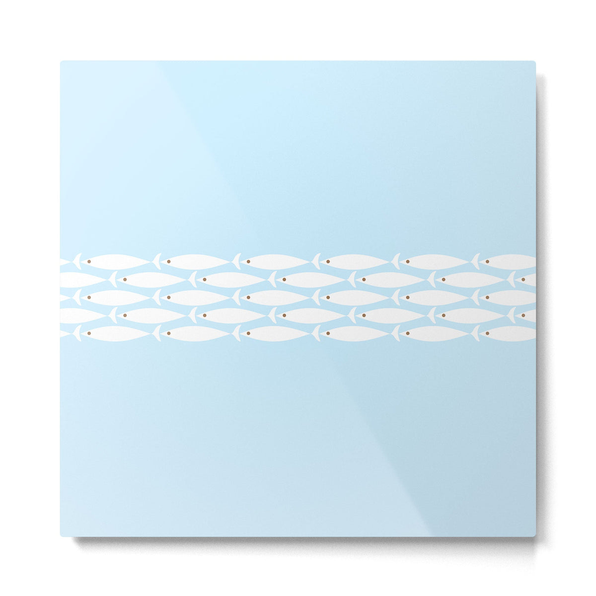 Coastal Minimalist Mid Century Modern Fish in Cool Light Blue White Brown Metal Print Gallery Image 5