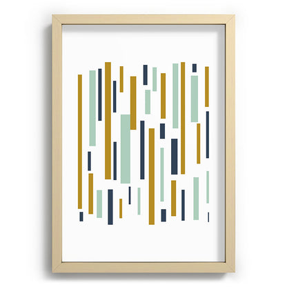Interrupted Lines Mid-Century Modern Minimalist Pattern in Navy Blue, Teal Mint, Gold Mustard, White Framed Art Print Gallery Image 97