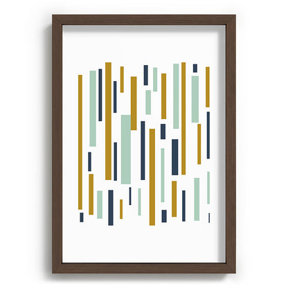 Interrupted Lines Mid-Century Modern Minimalist Pattern in Navy Blue, Teal Mint, Gold Mustard, White Framed Art Print Gallery Image 89