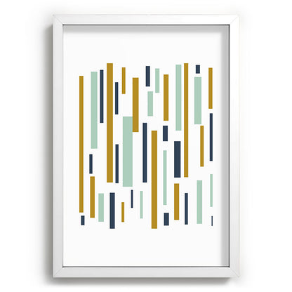 Interrupted Lines Mid-Century Modern Minimalist Pattern in Navy Blue, Teal Mint, Gold Mustard, White Framed Art Print Gallery Image 105