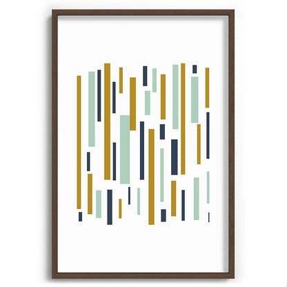 Interrupted Lines Mid-Century Modern Minimalist Pattern in Navy Blue, Teal Mint, Gold Mustard, White Framed Art Print Gallery Image 94