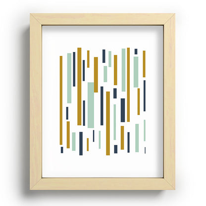 Interrupted Lines Mid-Century Modern Minimalist Pattern in Navy Blue, Teal Mint, Gold Mustard, White Framed Art Print Gallery Image 96