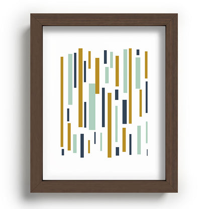 Interrupted Lines Mid-Century Modern Minimalist Pattern in Navy Blue, Teal Mint, Gold Mustard, White Framed Art Print Gallery Image 88