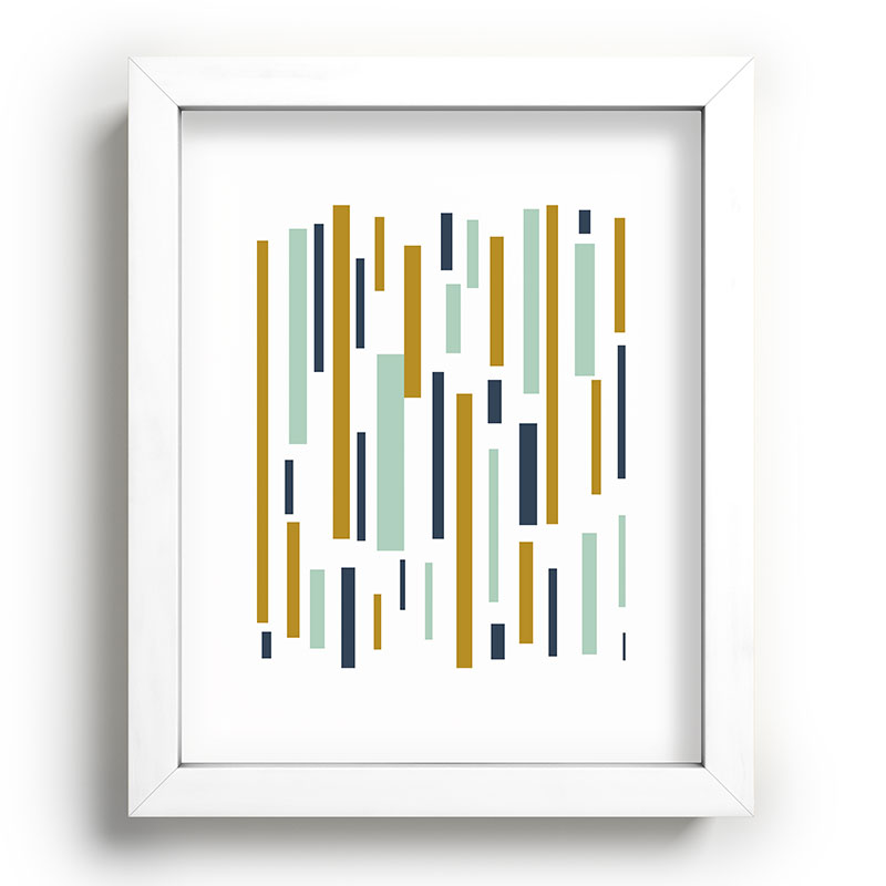 Interrupted Lines Mid-Century Modern Minimalist Pattern in Navy Blue, Teal Mint, Gold Mustard, White Framed Art Print Gallery Image 103