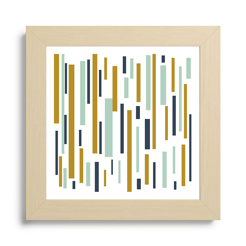 Interrupted Lines Mid-Century Modern Minimalist Pattern in Navy Blue, Teal Mint, Gold Mustard, White Framed Art Print Gallery Image 68