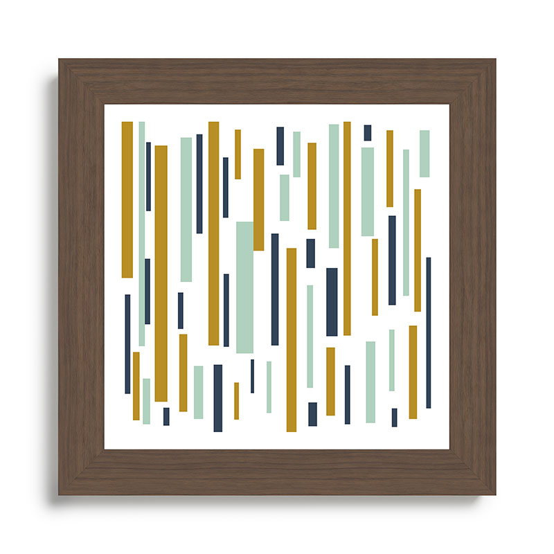 Interrupted Lines Mid-Century Modern Minimalist Pattern in Navy Blue, Teal Mint, Gold Mustard, White Framed Art Print Gallery Image 57