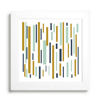 Interrupted Lines Mid-Century Modern Minimalist Pattern in Navy Blue, Teal Mint, Gold Mustard, White Framed Art Print Gallery Image 79