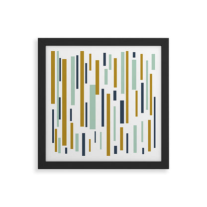 Interrupted Lines Mid-Century Modern Minimalist Pattern in Navy Blue, Teal Mint, Gold Mustard, White Framed Art Print Gallery Image 50