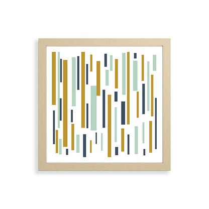 Interrupted Lines Mid-Century Modern Minimalist Pattern in Navy Blue, Teal Mint, Gold Mustard, White Framed Art Print Gallery Image 71
