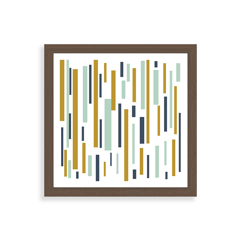 Interrupted Lines Mid-Century Modern Minimalist Pattern in Navy Blue, Teal Mint, Gold Mustard, White Framed Art Print Gallery Image 60