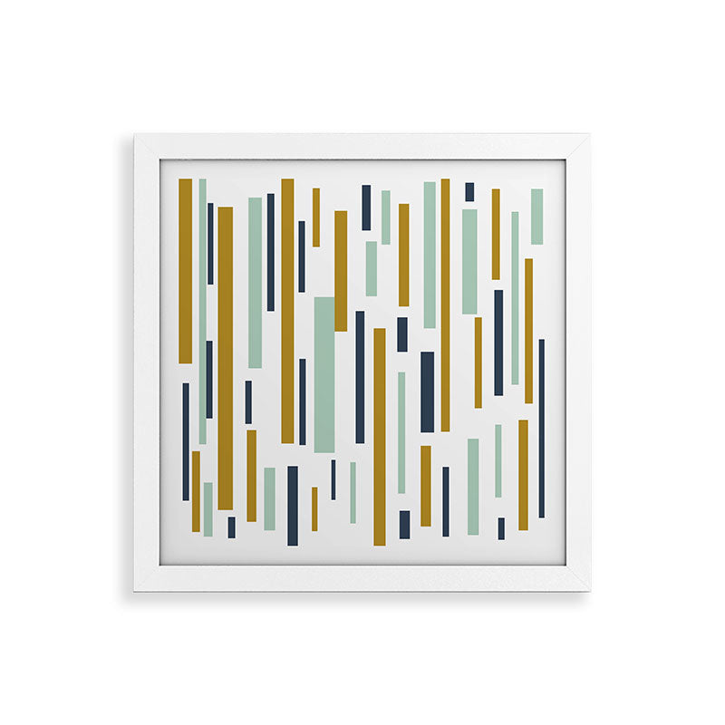 Interrupted Lines Mid-Century Modern Minimalist Pattern in Navy Blue, Teal Mint, Gold Mustard, White Framed Art Print Gallery Image 82