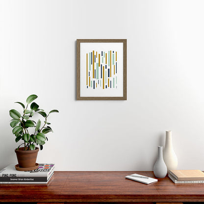 Interrupted Lines Mid-Century Modern Minimalist Pattern in Navy Blue, Teal Mint, Gold Mustard, White Framed Art Print Gallery Image 53