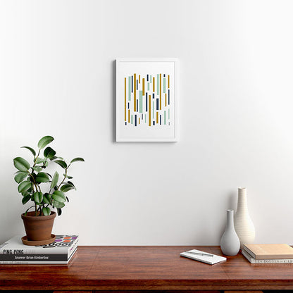 Interrupted Lines Mid-Century Modern Minimalist Pattern in Navy Blue, Teal Mint, Gold Mustard, White Framed Art Print Gallery Image 32