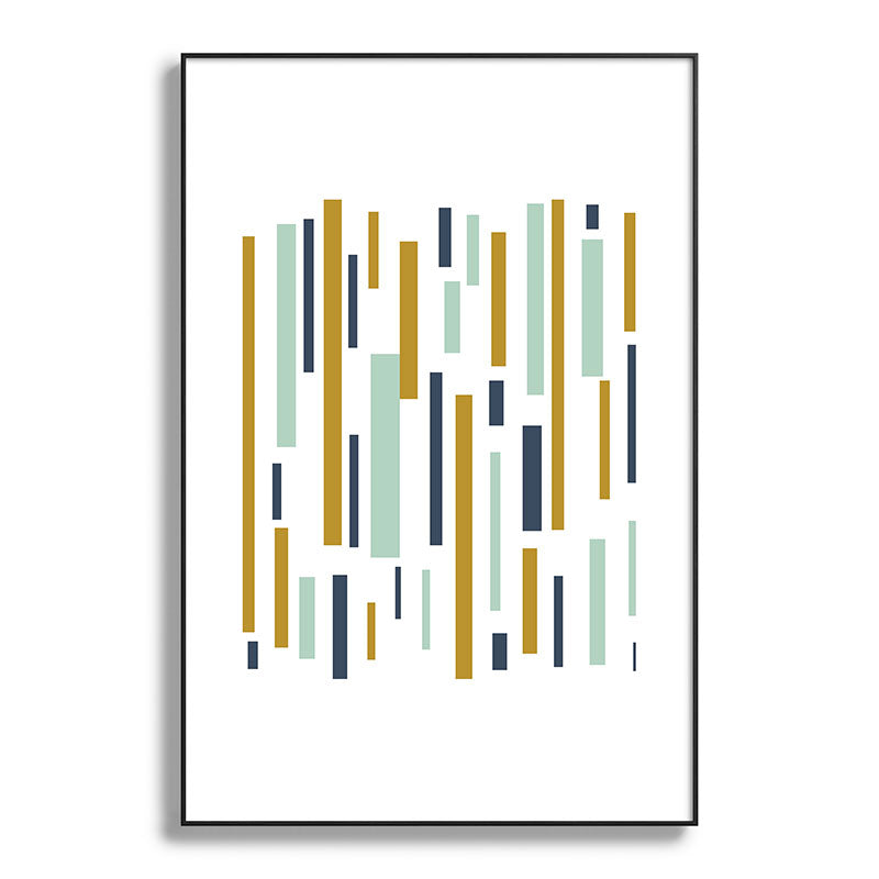 Interrupted Lines Mid-Century Modern Minimalist Pattern in Navy Blue, Teal Mint, Gold Mustard, White Framed Art Print Gallery Image 117