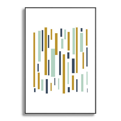 Interrupted Lines Mid-Century Modern Minimalist Pattern in Navy Blue, Teal Mint, Gold Mustard, White Framed Art Print Gallery Image 119