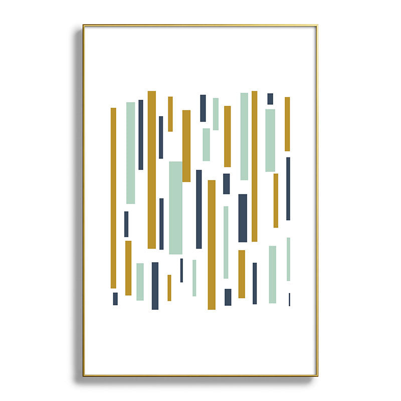 Interrupted Lines Mid-Century Modern Minimalist Pattern in Navy Blue, Teal Mint, Gold Mustard, White Framed Art Print Gallery Image 128