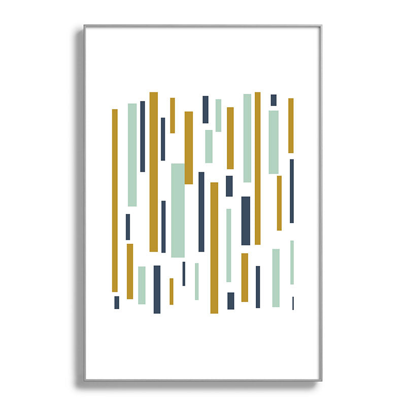 Interrupted Lines Mid-Century Modern Minimalist Pattern in Navy Blue, Teal Mint, Gold Mustard, White Framed Art Print Gallery Image 137