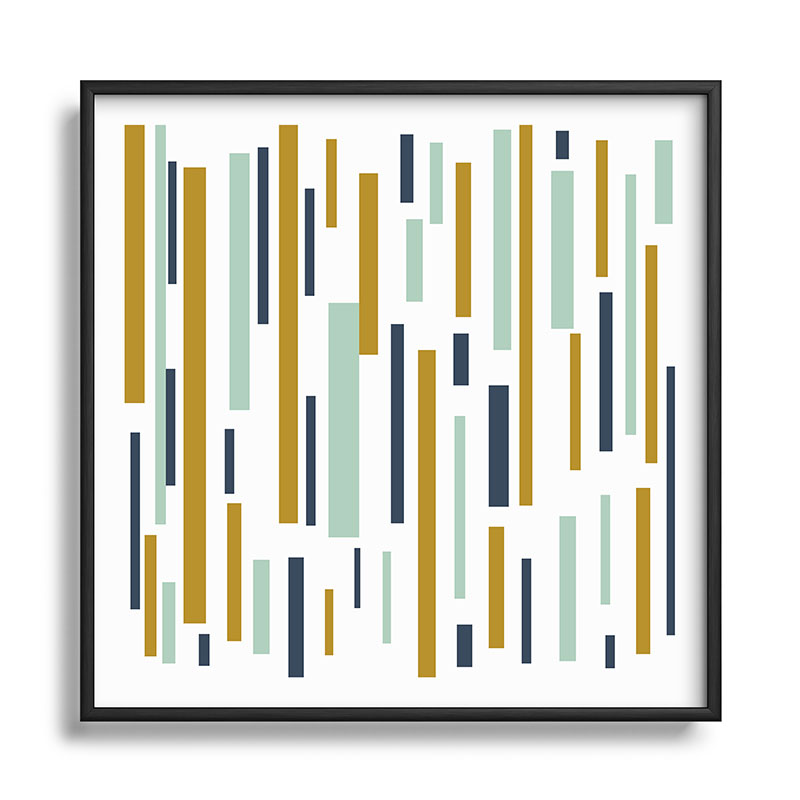 Interrupted Lines Mid-Century Modern Minimalist Pattern in Navy Blue, Teal Mint, Gold Mustard, White Framed Art Print Gallery Image 122