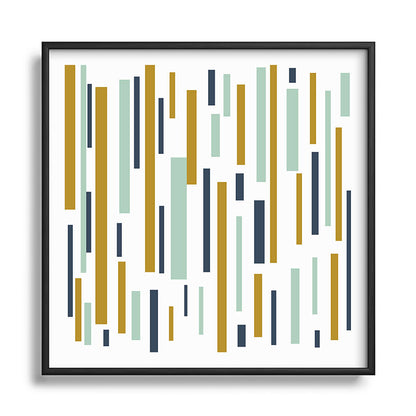 Interrupted Lines Mid-Century Modern Minimalist Pattern in Navy Blue, Teal Mint, Gold Mustard, White Framed Art Print Gallery Image 122