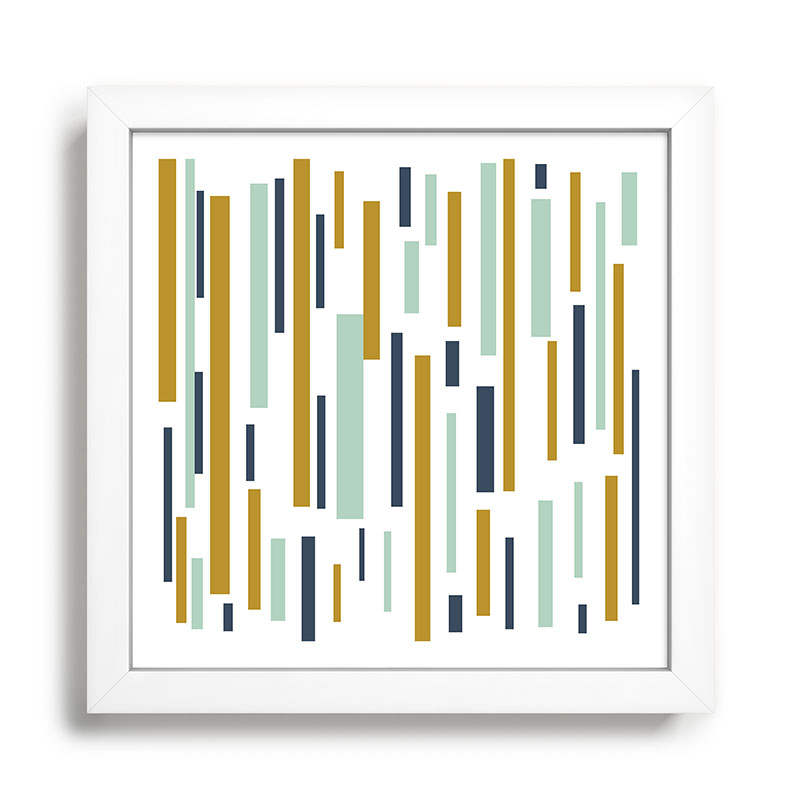 Interrupted Lines Mid-Century Modern Minimalist Pattern in Navy Blue, Teal Mint, Gold Mustard, White Framed Art Print Gallery Image 35