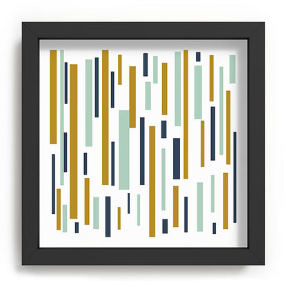 Interrupted Lines Mid-Century Modern Minimalist Pattern in Navy Blue, Teal Mint, Gold Mustard, White Framed Art Print Gallery Image 90