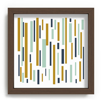 Interrupted Lines Mid-Century Modern Minimalist Pattern in Navy Blue, Teal Mint, Gold Mustard, White Framed Art Print Gallery Image 98