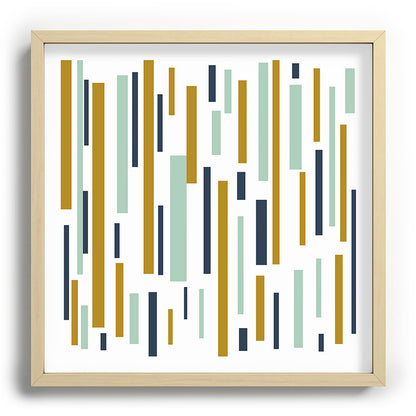 Interrupted Lines Mid-Century Modern Minimalist Pattern in Navy Blue, Teal Mint, Gold Mustard, White Framed Art Print Gallery Image 109