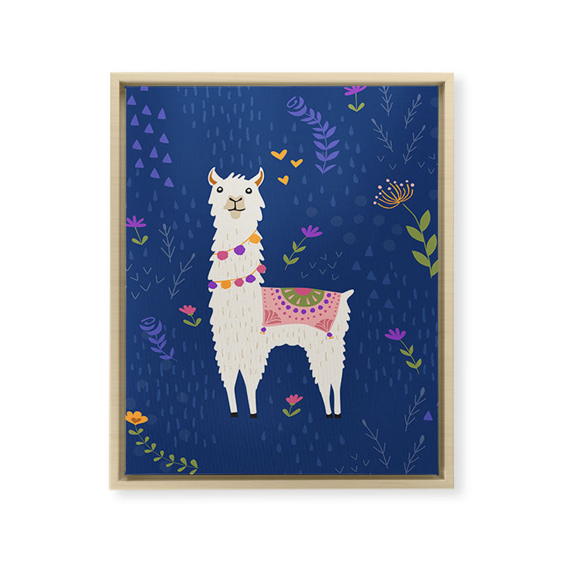 Llama on Blue Framed Canvas Print Gallery Image 14
