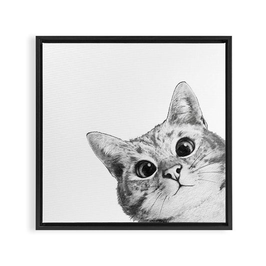 sneaky cat Framed Canvas Print Gallery Image 2