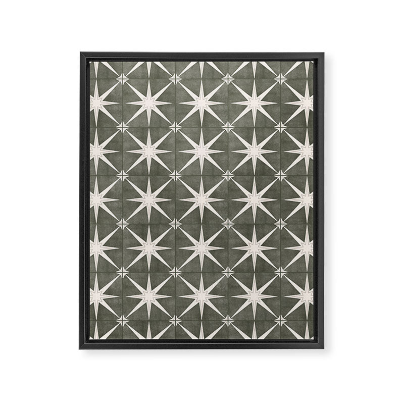arlo star tile - olive Framed Canvas Print Gallery Image 1