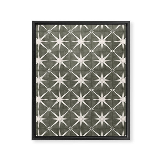 arlo star tile - olive Framed Canvas Print Gallery Image 1